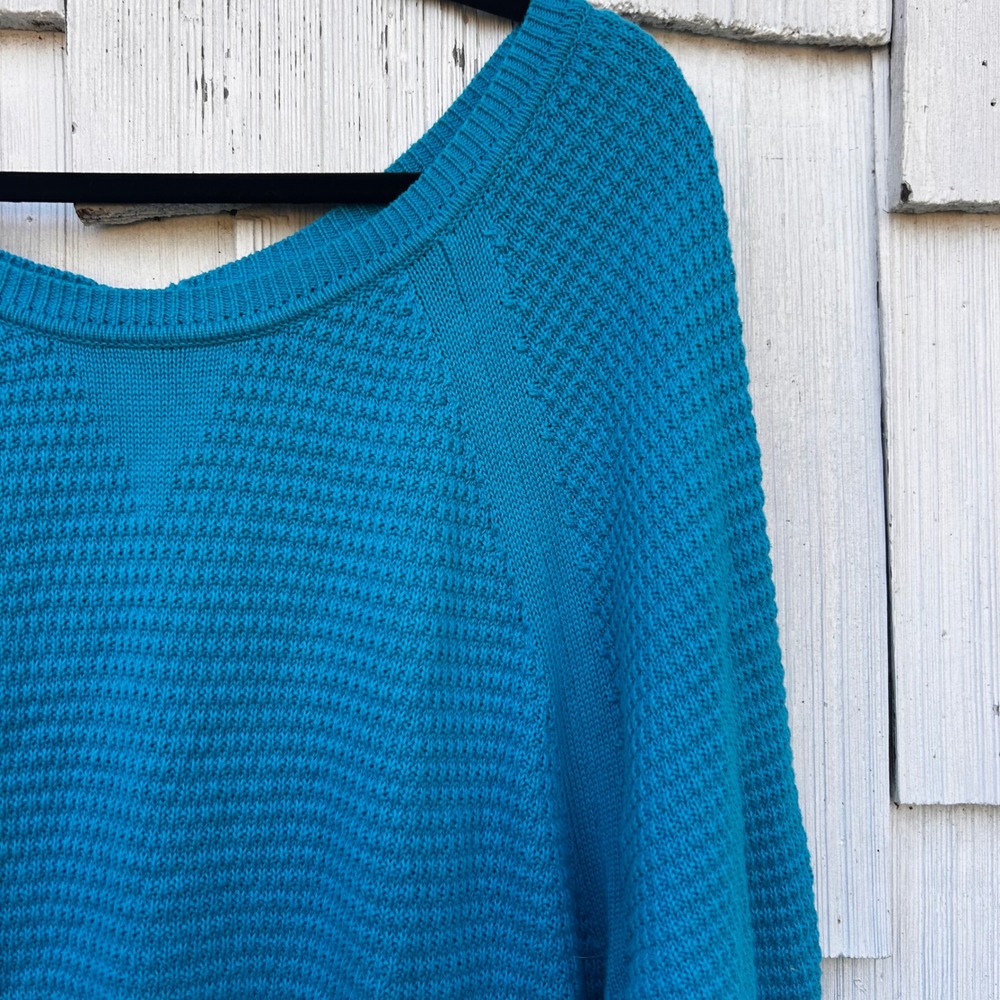 Lane Bryant Teal Blue Textured Knit Tunic Sweater Plus Size 22/24 Raglan Sleeve - Picture 2 of 7
